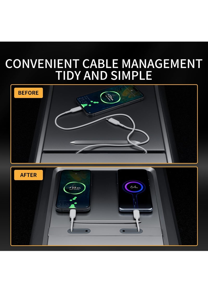 Tesla USB Hub for Tesla Model 3, Model Y Accessories 2023 2022 2021, Tesla Center Console Organizer Cable Management, 100% Fit Docking Station for Center Console - Image 3